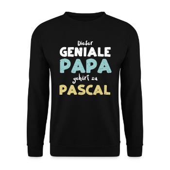 Dieser Geniale Papa Gehört Zu Pa... - Unisex Pullover - Schwarz - Vorne - Alina (178cm) & Michal (187cm)