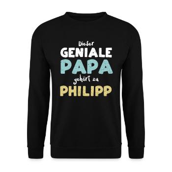 Dieser Geniale Papa Gehört Zu Ph... - Unisex Pullover - Schwarz - Vorne - Alina (178cm) & Michal (187cm)