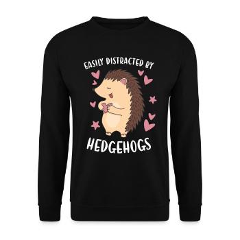 Hedgie Easily Distracted By Hedgehogs Hedgehog - Unisex Pullover - Schwarz - Vorne - Alina (178cm) & Michal (187cm)