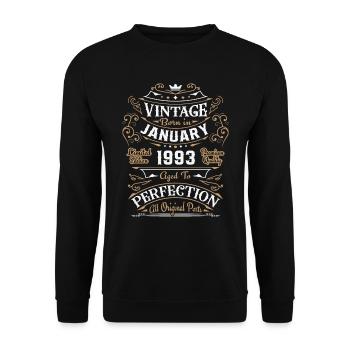 Vintage January 1993, retro birthday gift - Unisex Sweatshirt - black - Front - Alina (178cm) & Michal (187cm)