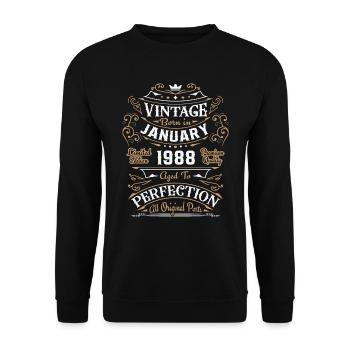 Vintage January 1988, retro birthday gift - Unisex Sweatshirt - black - Front - Alina (178cm) & Michal (187cm)