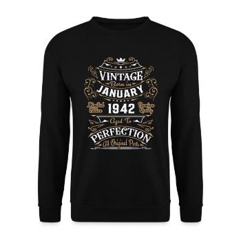 Vintage Janvier 1942, Rétro Cadeau D'anniversaire - Sweat-shirt Unisexe - noir - Devant - Alina (178cm) & Michal (187cm)