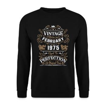 Vintage February 1975, retro birthday gift - Unisex Sweatshirt - black - Front - Alina (178cm) & Michal (187cm)