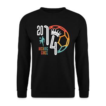9ème anniversaire footballeur 9 années Né en 2014 - Sweat-shirt Unisexe - noir - Devant - Alina (178cm) & Michal (187cm)