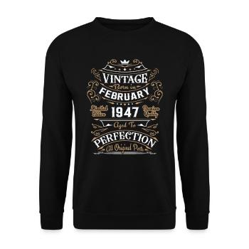 Vintage Février 1947, Rétro Cadeau D'anniversaire - Sweat-shirt Unisexe - noir - Devant - Alina (178cm) & Michal (187cm)
