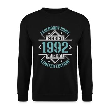 Légendaire depuis Mars 1992 édition limitée - Sweat-shirt Unisexe - noir - Devant - Alina (178cm) & Michal (187cm)