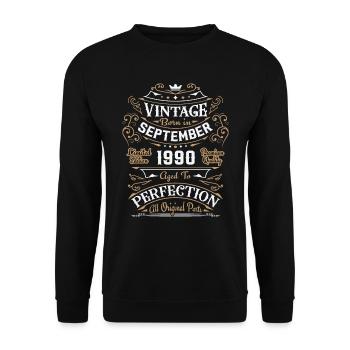 Retro Vintage Geburtstagsgeschenk September 1990 - Unisex Pullover - Schwarz - Vorne - Alina (178cm) & Michal (187cm)