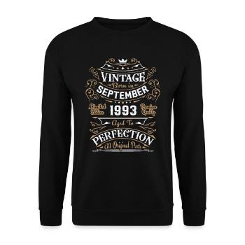 Retro Vintage Birthday Gift September 1993 - Unisex Sweatshirt - black - Front - Alina (178cm) & Michal (187cm)
