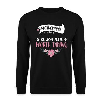 Motherhood is a journey worth ta... - Unisex Pullover - Schwarz - Vorne - Alina (178cm) & Michal (187cm)