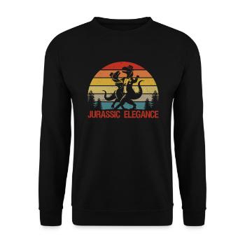 Dinosaur - Funny Dinosaur - Vintage Dinosaur - Unisex Pullover - Schwarz - Vorne - Alina (178cm) & Michal (187cm)