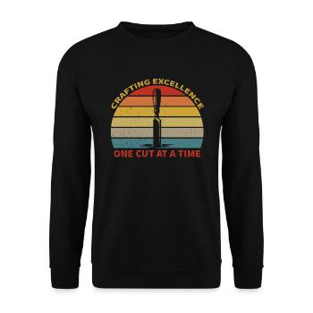 Charpentier - Ciseau de charpentier - Papa charpentier - Sweat-shirt Unisexe - noir - Devant - Alina (178cm) & Michal (187cm)