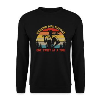 Plombier - Plombier Vintage - Papa plombier - Sweat-shirt Unisexe - noir - Devant - Alina (178cm) & Michal (187cm)