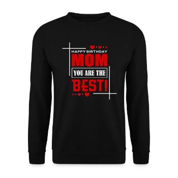 Happy Birthday - Unisex Pullover - Schwarz - Vorne - Alina (178cm) & Michal (187cm)
