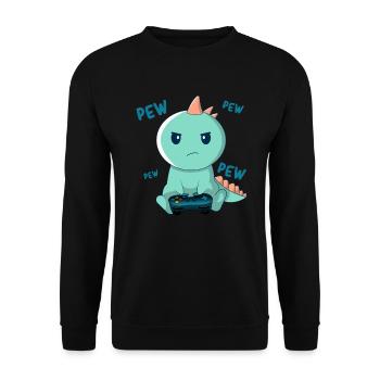 Gamer - Cute Gamer - Gamer Dino - Gamer Life - Unisex Pullover - Schwarz - Vorne - Alina (178cm) & Michal (187cm)
