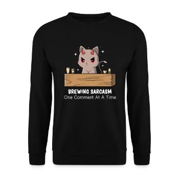 Sarcasm - Cat Sarcasm - Sarcasm Humor - Unisex Pullover - Schwarz - Vorne - Alina (178cm) & Michal (187cm)