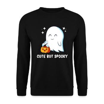 Fantôme - Fantôme mignon - Fantôme drôle - Fantôme d’Halloween - Sweat-shirt Unisexe - noir - Devant - Alina (178cm) & Michal (187cm)