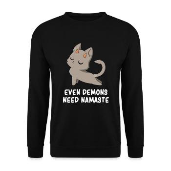 Yoga - Yoga Cat - Fun Yoga - Evil Yoga - Yoga Love - Unisex Pullover - Schwarz - Vorne - Alina (178cm) & Michal (187cm)