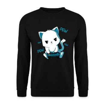 Gamer - Gamer Cat - Gamer Kitty - Cute Gamer - Unisex Pullover - Schwarz - Vorne - Alina (178cm) & Michal (187cm)