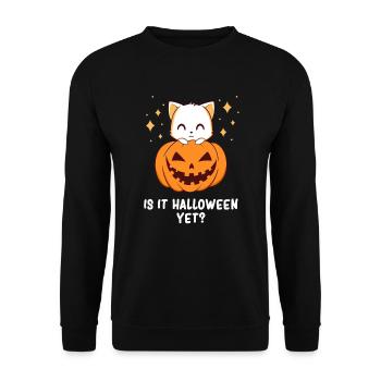 Halloween - Halloween Cat - Cute Halloween - Unisex Pullover - Schwarz - Vorne - Alina (178cm) & Michal (187cm)
