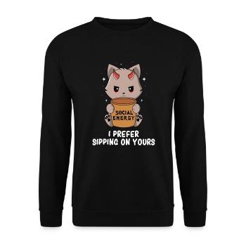 Introvert - Introvert Cat - Introvert Dark Humor - Unisex Pullover - Schwarz - Vorne - Alina (178cm) & Michal (187cm)