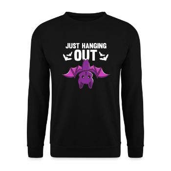 Bat - Halloween Bat - Spooky Cute Bat - Bat Lover - Unisex Pullover - Schwarz - Vorne - Alina (178cm) & Michal (187cm)