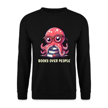 Livre Nerd Humour Introverti Sarcasme Pieuvre Lecture - Sweat-shirt Unisexe - noir - Devant - Alina (178cm) & Michal (187cm)