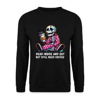 Skeleton - Coffee - Skeleton Coffee Skeleton Humor - Unisex Pullover - Schwarz - Vorne - Alina (178cm) & Michal (187cm)