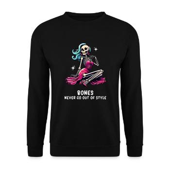 Skeleton - Funny Skeleton - Skeleton Humor - Unisex Pullover - Schwarz - Vorne - Alina (178cm) & Michal (187cm)