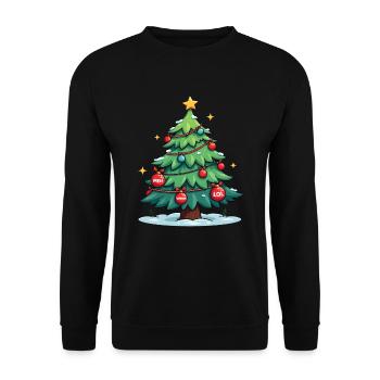 Funny Christmas Tree Xmas Holiday Dark Humor - Unisex Pullover - Schwarz - Vorne - Alina (178cm) & Michal (187cm)