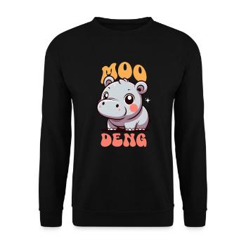 Moo Deng Mignon Bébé Hippopotame Pygmée - Sweat-shirt Unisexe - noir - Devant - Alina (178cm) & Michal (187cm)