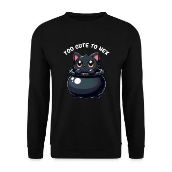 Black Cat - Halloween Black Cat - Cute Black Cat - Unisex Pullover - Schwarz - Vorne - Alina (178cm) & Michal (187cm)