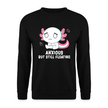 Cute Anxious Axolotl Socially Awkward Walking Fish - Unisex Sweatshirt - black - Front - Alina (178cm) & Michal (187cm)
