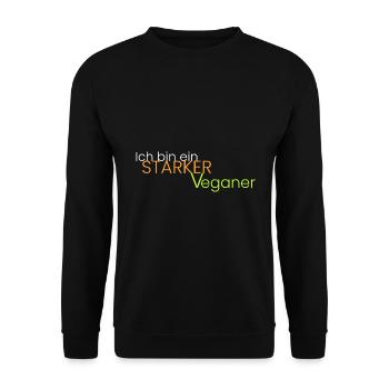 Ich bin ein starker Veganer - Unisex Pullover - Schwarz - Vorne - Alina (178cm) & Michal (187cm)