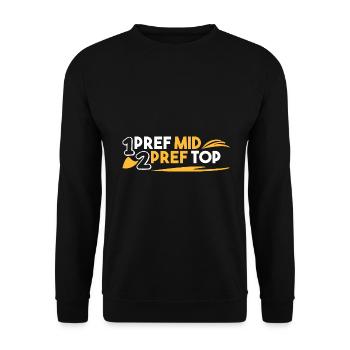 1. pref mid 2. pref top - Unisex Pullover - Schwarz - Vorne - Alina (178cm) & Michal (187cm)