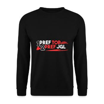 1. pref top 2. pref jgl - Unisex Pullover - Schwarz - Vorne - Alina (178cm) & Michal (187cm)