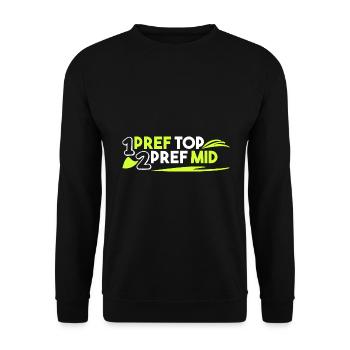 1. pref top 2. pref mid - Unisex Pullover - Schwarz - Vorne - Alina (178cm) & Michal (187cm)