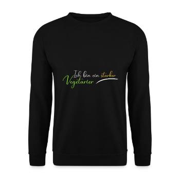 Ich bin ein starker Vegetarier - Unisex Pullover - Schwarz - Vorne - Alina (178cm) & Michal (187cm)