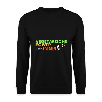 vegetarische Power in mir - Unisex Pullover - Schwarz - Vorne - Alina (178cm) & Michal (187cm)
