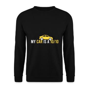 Mein Auto ist eine 10/10 - Unisex Pullover - Schwarz - Vorne - Alina (178cm) & Michal (187cm)