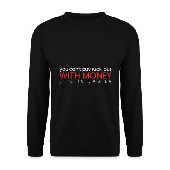 aber mit Geld ist das Leben einfacher - Unisex Pullover - Schwarz - Vorne - Alina (178cm) & Michal (187cm)