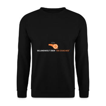gelangweilt über "die coaches" - Unisex Pullover - Schwarz - Vorne - Alina (178cm) & Michal (187cm)