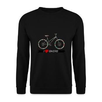 Fahrrad Bike Damenrad Velo - I LOVE BIKERS - Unisex Pullover - Schwarz - Vorne - Alina (178cm) & Michal (187cm)