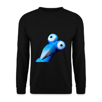 Funny blue bird with big eyes - Unisex Sweatshirt - black - Front - Alina (178cm) & Michal (187cm)