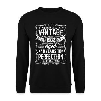 Né en 1982 Vintage 40e anniversaire rétro - Sweat-shirt Unisexe - noir - Devant - Alina (178cm) & Michal (187cm)