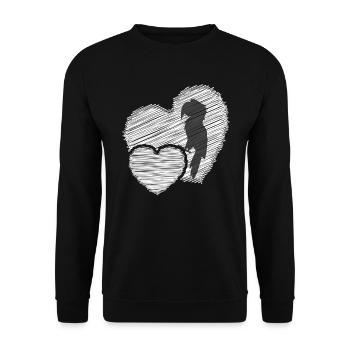 Perroquet avec coeur Ara d’amour animal - Sweat-shirt Unisexe - noir - Devant - Alina (178cm) & Michal (187cm)