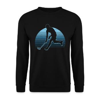 Floorball Player Floorballer Retro Design Floorba - Unisex Sweatshirt - black - Front - Alina (178cm) & Michal (187cm)