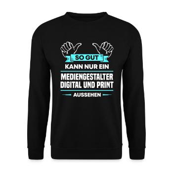 Mediengestalter Digital Print Design für Profis - Unisex Pullover - Schwarz - Vorne - Alina (178cm) & Michal (187cm)