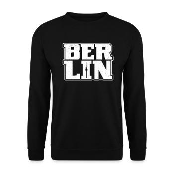 Berliner Design Hauptstadt Souvenir Berlin - Unisex Pullover - Schwarz - Vorne - Alina (178cm) & Michal (187cm)
