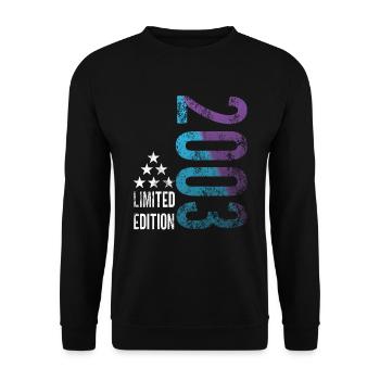 20 JAHRE. 20-jähriges JUBILÄUM. JUBILÄUM 20 JAHRE. - Unisex Pullover - Schwarz - Vorne - Alina (178cm) & Michal (187cm)