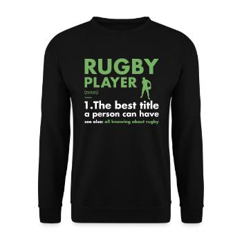 Sport Player Definition Rugby - Unisex Pullover - Schwarz - Vorne - Alina (178cm) & Michal (187cm)